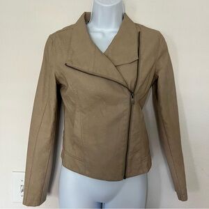 Anthropologie Ett:twa Asymmetrical Moto Jacket Beige XS